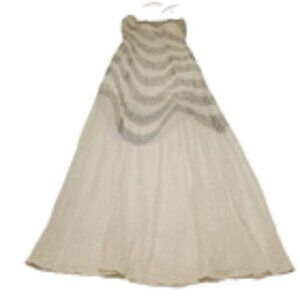 Riva Designs Beaded formal Gown White/Black Beads Size 6 Visible Flaws See Photo